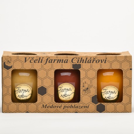 Medové pohlazení ze včelí Farmy roku 2017, med květový, akátový a lipový 3 x 180 g